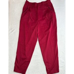 Policy Mens Red Pleated Trousers Pants Size 34x32 Classic Fit